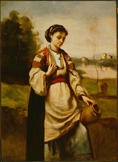Nainen vesipurkkiin tekijältä Jean-Baptiste-Camille Corot